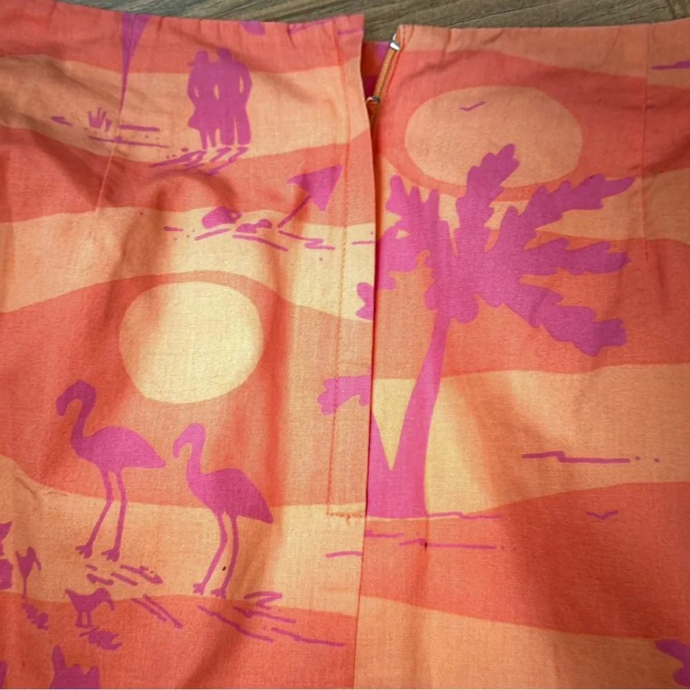 Lilly Pulitzer tropical print pink orange skirt scalloped hem size 8 Y2K - Picture 2 of 4